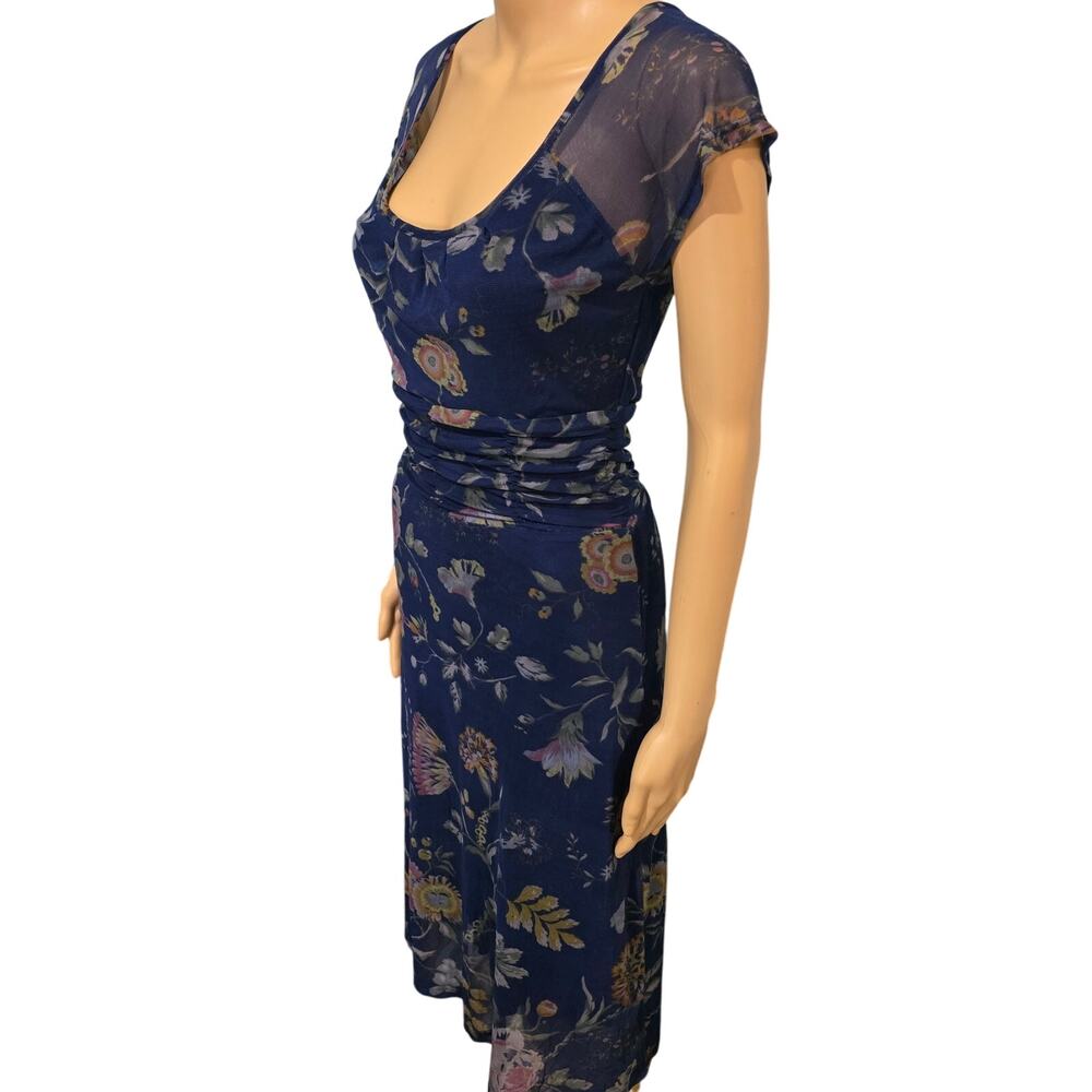 King Louie Blue Floral Print Midi Dress Small - Picture 2 of 6